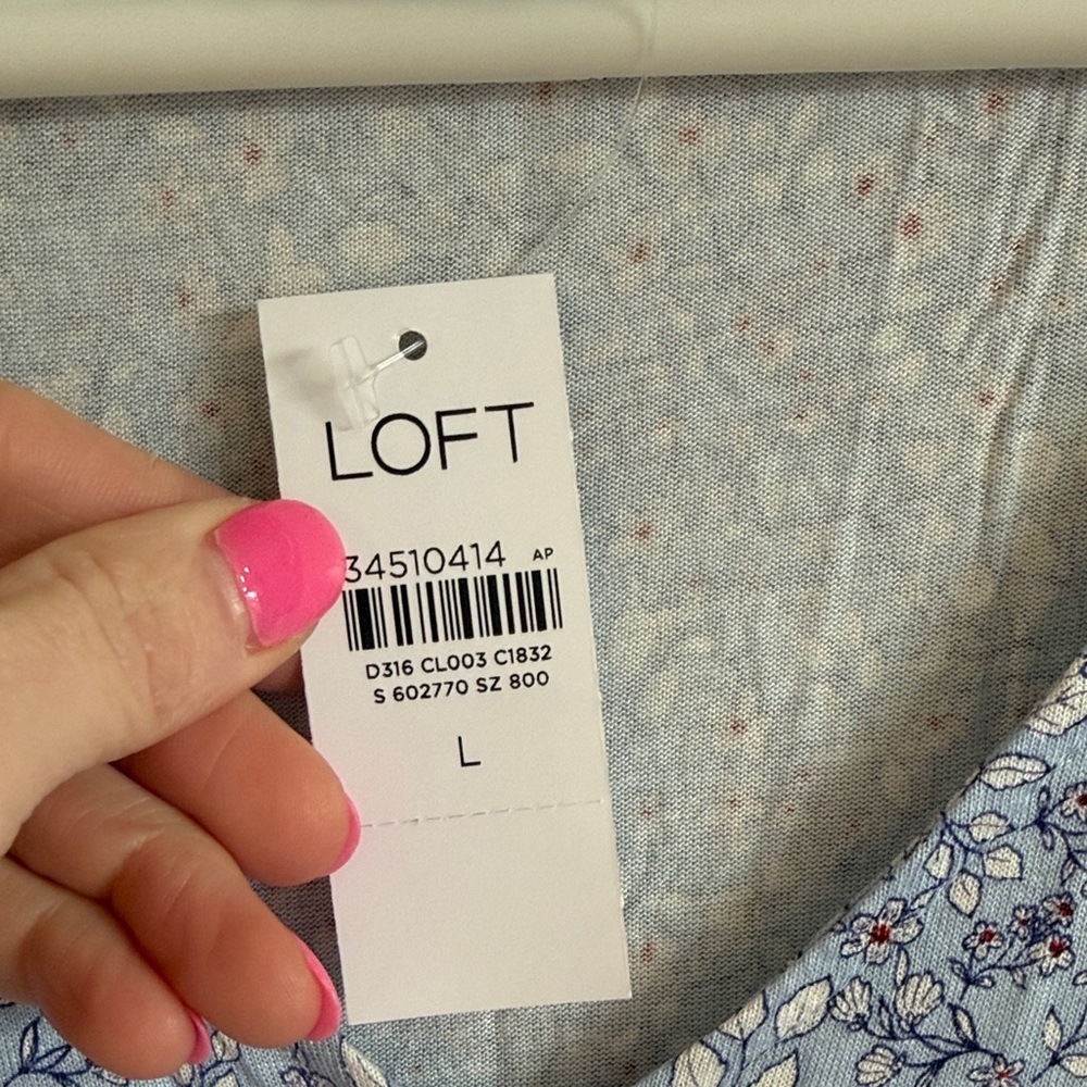 NWT LOFT Blue Ditsy Floral Smocked Mini Dress - Picture 2 of 11